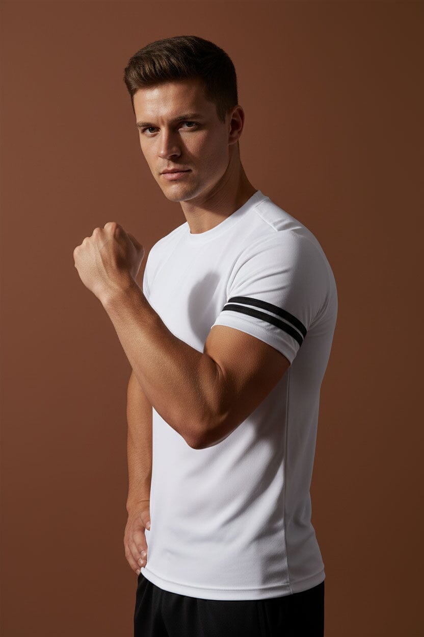 Men's Striped Sleeve Activewear Minor Fault Tee Shirt