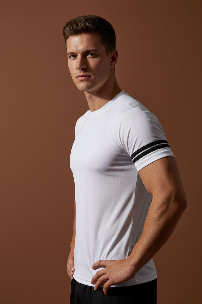 Men's Striped Sleeve Activewear Minor Fault Tee Shirt