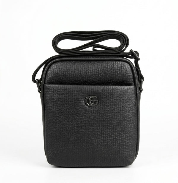 Designer-Style Black Small Vertical Crossbody Bag – Adjustable Strap